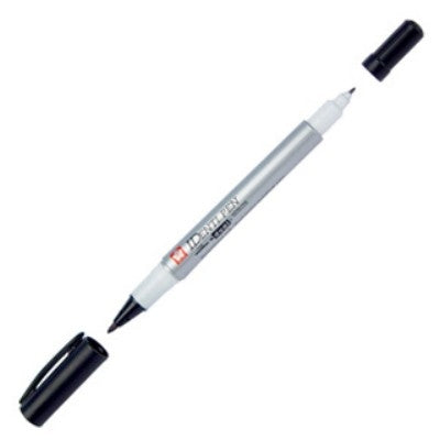 Caneta Permanente Ponta Dupla Identi Pen Sakura Preto